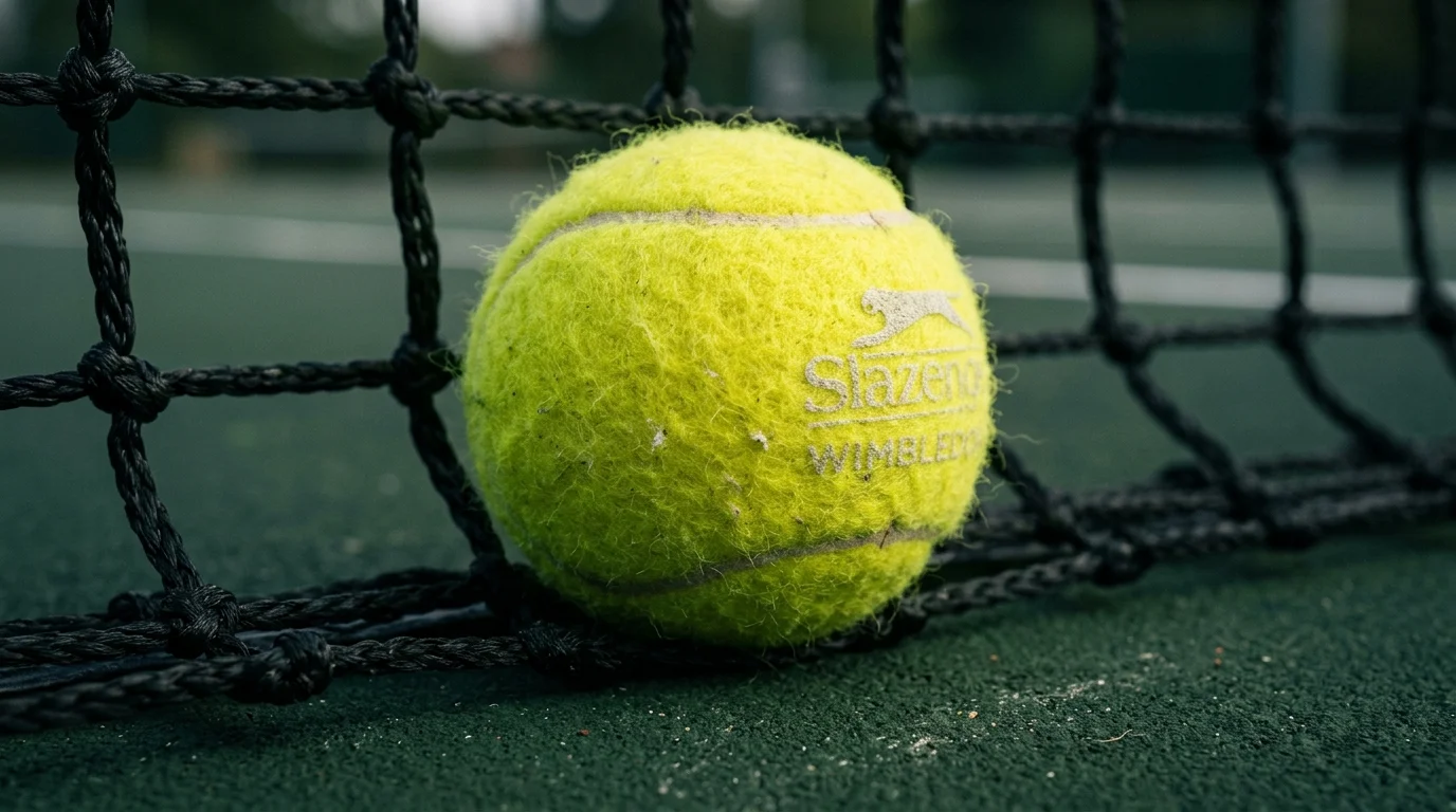 Kortta tenis topu ve file detayı