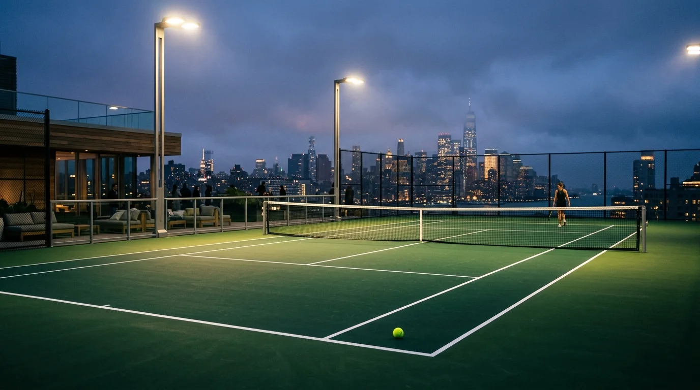 İstanbul akşam kortunda tenis eğitimi ve aydınlatma